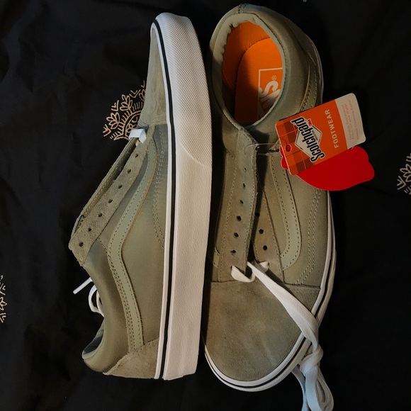 Vans Shoes - Olive green satin vans
